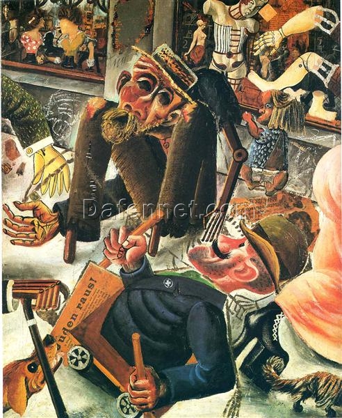 Customizable Reproduction of Otto Dix’s “Prager Street” (1920) – Dadaist Symbolic Artwork in Oil and Collage on Canvas, Tailored to Your Space