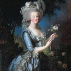 Oil Painting Reproduction: Marie Antoinette INSPIRED BY Vigée Le Brun’s 1783 “Marie-Antoinette with a Rose”