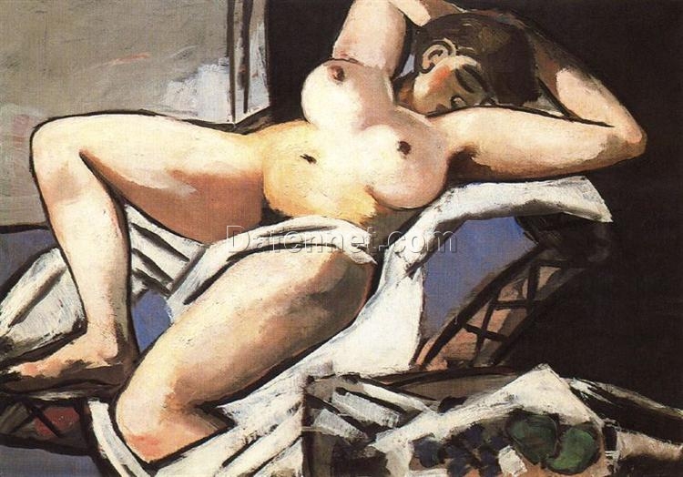 123x86cm Expressionist Oil of Reclining Nude INSPIRED BY Max Beckmann’s 1929 Masterwork