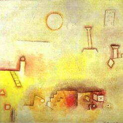 Unique Hand-painted Oil Cityscape Inspired by Paul Klee's 'Reconstructing' - Expressionist Art from Dafen Village, Ideal for Office and Gallery Display