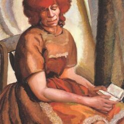 Lempicka-Inspired "Redheaded Woman Reading" – Hand-Painted Art Deco Portrait for Luxury Home & Office Décor | DaFen Village Studio