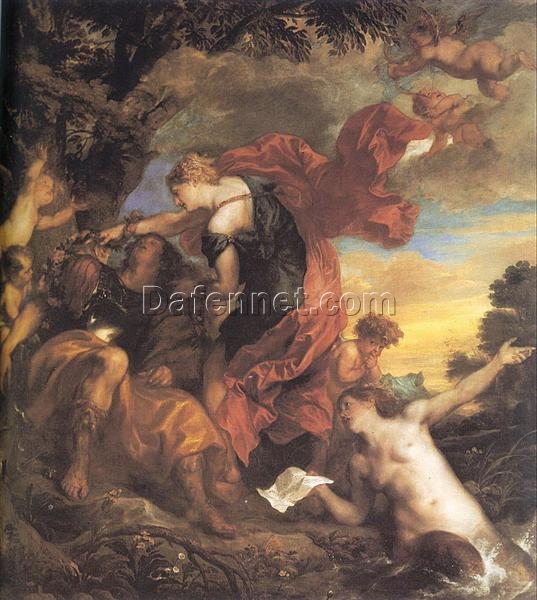 Dafen Village Handmade Replica of Anthony van Dyck’s “Rinaldo and Armida” – A Baroque Literary Oil Painting on Canvas