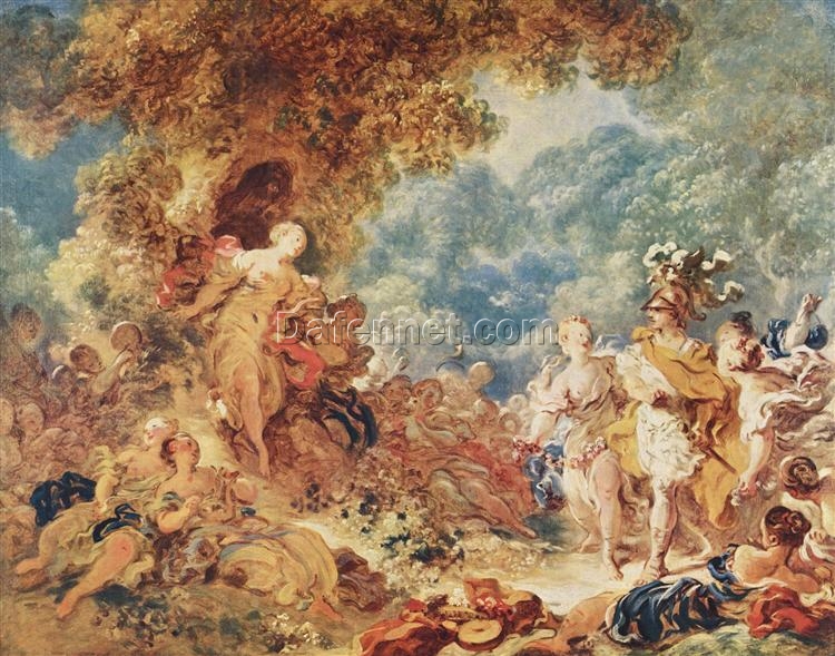 Collector’s Delight: Dafen Village’s “Rinaldo in the garden of the palace of Armida” Inspired High-Quality Rococo Literary Oil Painting from Private Collection Replica