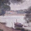 Custom-Made Oil on Canvas Painting Inspired by Georges Seurat's 'River Landscape with a Boat' (Paysage avec bateau) - Unique Creations Tailored to Your Taste by Dafen Village Studios