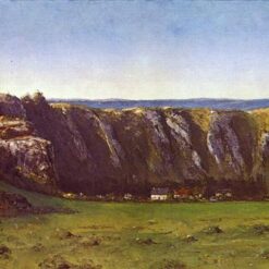 Stunning 1855 Gustave Courbet 'Rocky Landscape near Flagey' (La roche de dix heures bei Ornans) Realist Oil on Canvas Landscape - 85.5x160 cm, Inspired by Musée d'Orsay Masterpiece