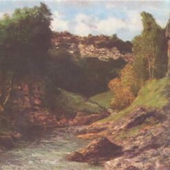 Captivating c.1862 Gustave Courbet - Inspired 'Rocky Landscape' Realist Oil on Canvas Painting - 73x92 cm, Handmade by Dafen Village Artists