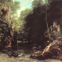 Authentically Rendered 1865 'Rocky River Valley' by Gustave Courbet - Realist Oil Canvas Landscape, 94x135 cm, Capturing the Spirit of Courbet's Original, Perfect for Art Collectors