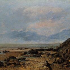 Gustave Courbet's Timeless c.1865 'Rocky Seashore' - Realist Landscape Oil Painting on Canvas, A Tribute to Musée d'Art et d'Histoire's Collection, Great for Interior Decoration