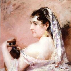 Stunning Reproduction of Mary Cassatt's 'Roman Girl' - A Glimpse into Impressionist Elegance from a Private Collection