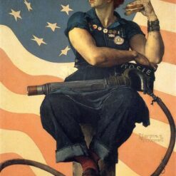 High - Quality Reproduction by Dafen Village of Norman Rockwell's 'Rosie the Riveter' - A Must - Have for Collectors of American Wartime Art