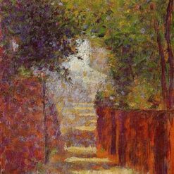 High-Resolution Print Inspired by Georges Seurat's 'Rue St. Vincent in Spring' - An Affordable Way to Adorn Your Space with Post-Impressionist Landscape Art from Dafen Village
