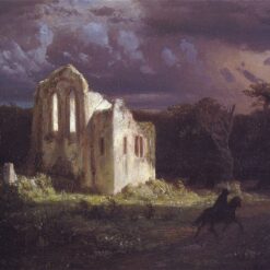 Mysterious Moonlit Landscape Oil Reproduction INSPIRED BY Böcklin’s Ruins in the Moonlit Landscape