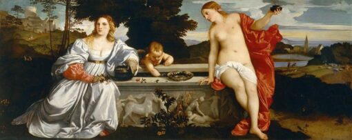 Sacred and Profane Love Inspired by Titian – High Renaissance Allegorical Oil Painting from Da Fen Village Studio