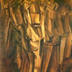 High - Quality Replica of Marcel Duchamp's 1911 'Sad young man in a train' - Cubist & Futurist Figurative Oil Painting on Cardboard by Dafen Village Studio