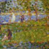 Exquisitely Hand-Painted Oil on Wood Replica of Georges Seurat's 'Sailboat' - A Mesmerizing Neo-Impressionist and Pointillist Landscape by Dafen Village Artists for Art Aficionados and Maritime Enthusiasts