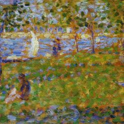 Exquisitely Hand-Painted Oil on Wood Replica of Georges Seurat's 'Sailboat' - A Mesmerizing Neo-Impressionist and Pointillist Landscape by Dafen Village Artists for Art Aficionados and Maritime Enthusiasts