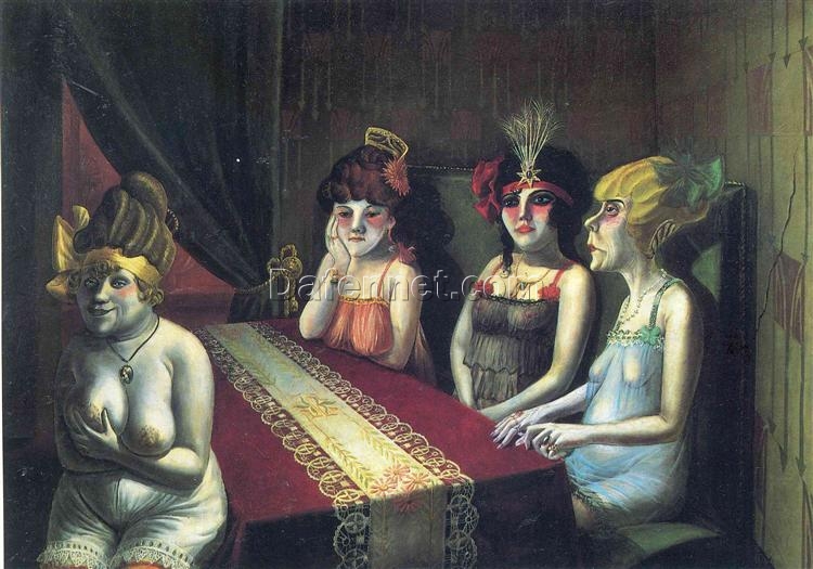 Customizable Reproduction of Otto Dix’s “Salon” (1927) – Veristic Nude Painting on Oil Canvas Tailored to Your Preferences