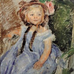 Charming Mary Cassatt Portrait Replica: 'Sara in Dark Bonnet with Right Hand on Arm of Chair' - Capturing the Essence of Impressionism