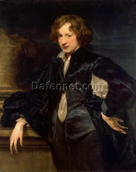 Dafen Village Hand-Painted “Self Portrait” INSPIRED BY Anthony van Dyck’s 1622 – 1623 Baroque Self-Portrait Masterpiece for Art Enthusiasts
