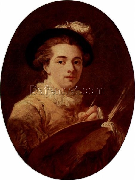 Dafen Village Hand-Painted “Self-portrait” INSPIRED BY Jean-Honore Fragonard’s Rococo Style for Art Aficionados and Home Decorators
