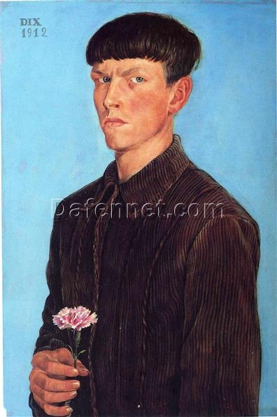 High-Quality Reproduction of Otto Dix’s “Self-Portrait” (1912) – A Striking Veristic Self-Portrait in Oil, Panel, and Tempera