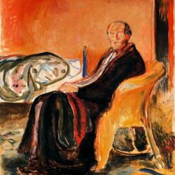 Edvard Munch's 'Self-Portrait after Spanish Influenza' Expressionist Style Hand-painted Oil Canvas - Ideal for Creating a Contemplative and Emotionally Charged Atmosphere in Your Space