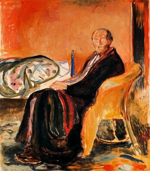 Edvard Munch’s ‘Self-Portrait after Spanish Influenza’ Expressionist Style Hand-painted Oil Canvas – Ideal for Creating a Contemplative and Emotionally Charged Atmosphere in Your Space