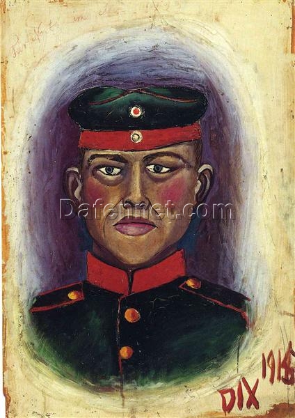 High-Quality Reproduction of Otto Dix’s “Self-Portrait as a Practice Target” (1914 – 1915) – A Profound Expressionist Self-Portrait in Oil on Paper