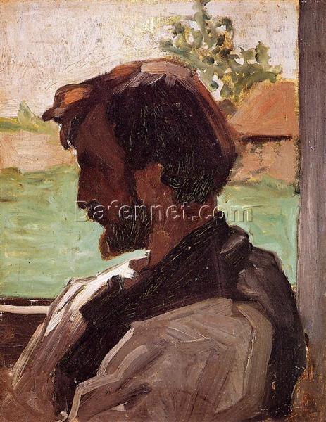 High-Quality Reproduction of Frederic Bazille’s 1868 “Self-Portrait at Saint-Saveur” – Impressionist Self-Portrait Oil on Panel from Premier Dafen Village Studios