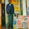 Expressionist 'Self-portrait. Between the clock and the bed' Inspired Oil Painting Replica - Hand-painted by Dafen Village's Skilled Artists for Profound Artistic Displays