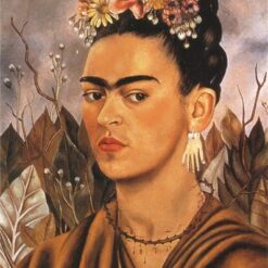 Inspired by Frida Kahlo – Self-Portrait Dedicated to Dr. Eloesser | Hand-Painted Oil Painting | Mexican Naïve Art | DaFen Village Studio