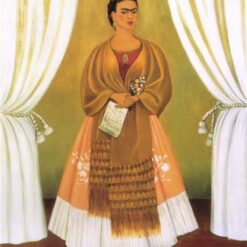 Custom Oil Painting Inspired by Frida Kahlo’s Self-Portrait Dedicated to Leon Trotsky – Hand-Painted Naïve Art Reproduction from DaFen Village Studio | Mexican Fine Art for Home, Office, and Gallery Décor