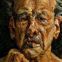 Exquisite Dafen Village Creation: 'Self - Portrait, Reflection' Inspired by Lucian Freud (2003 - 2004) - Expressionist Self - Portrait Oil Painting