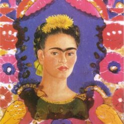 Custom Oil Painting Inspired by Frida Kahlo’s Self-Portrait – The Frame – Hand-Painted Naïve Art Reproduction from DaFen Village Studio | Mexican Fine Art for Home, Office, and Gallery Décor