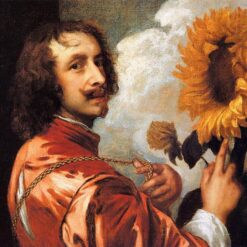 Dafen Village Hand-Painted “Self portrait with a Sunflower” INSPIRED BY Anthony van Dyck's 1632 Baroque Masterpiece for Art Aficionados
