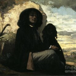 High-quality 'Self-Portrait with a Black Dog' Romantic Self-portrait Replica by Gustave Courbet - A Timeless Tribute to Artistic Genius