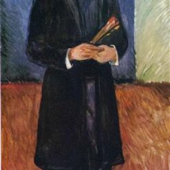 Custom Oil Painting Inspired by Edvard Munch’s Self-Portrait with Brushes – Hand-Painted Reproduction from DaFen Village Studio | Expressionist Art for Home and Office Décor