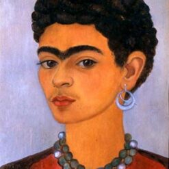 Custom Oil Painting Inspired by Frida Kahlo’s Self-Portrait with Curly Hair – Hand-Painted Naïve Art Reproduction from DaFen Village Studio | Mexican Fine Art for Home, Office, and Gallery Décor