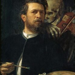Intriguing Symbolist Self-Portrait Oil Painting INSPIRED BY Böcklin’s Self-Portrait with Death as a Fiddler