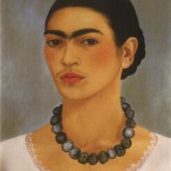 Custom Oil Painting Inspired by Frida Kahlo’s Self-Portrait with Necklace – Hand-Painted Naïve Art Reproduction from DaFen Village Studio | Mexican Fine Art for Home, Office, and Gallery Décor