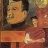 Inspired by Frida Kahlo – Self-Portrait with Stalin | Hand-Painted Oil Painting | Mexican Naïve Art | DaFen Village Studio