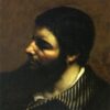 Authentically Inspired 1854 'Self-Portrait with Striped Collar' by Gustave Courbet - Realist Oil Canvas Self-Portrait, 37x46 cm, Capturing the Spirit of the Musée Fabre Original