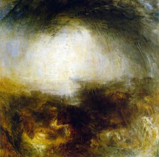 Unique ‘Shade and Darkness, The Evening of The Deluge’ – Style Religious Oil Painting Inspired by J.M.W. Turner, Professionally Painted in Dafen Village, Ideal for Statement Home Decor