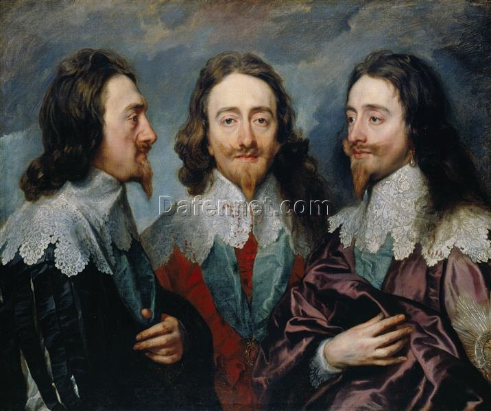 Collector’s Delight: Dafen Village’s High-Quality Reproduction INSPIRED BY Van Dyck’s “Charles I in Three Positions” Baroque Portrait Oil Painting