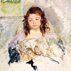 Authentic - looking Oil Painting Sketch Inspired by Mary Cassatt's 'Sketch for 'Francoise in a Round Backed Chair, Reading' or 'A Girl in Pink' - Perfect for Interior Decor and Art Collections