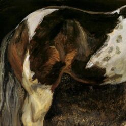 Exquisite Dafen Village Creation: 'Skewbald Mare' Inspired by Lucian Freud (2004) - Expressionist Animal Oil Painting