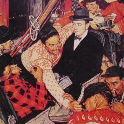 Hand - Painted Replica of Norman Rockwell's Skiers on a Train Inspired by 1962 Original - Dafen Village Artwork