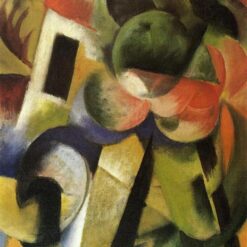 Franz Marc's 'Small Composition II' Cubist Style Hand-painted Oil Canvas - Ideal for Creating a Modern and Intriguing Atmosphere in Your Space