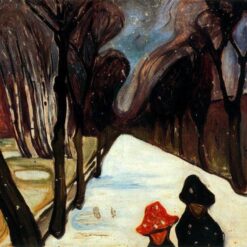 Custom Oil Painting Inspired by Edvard Munch’s Snow Falling in the Lane – Hand-Painted Expressionist Winter Scene Reproduction from DaFen Village Studio | Fine Art for Home and Office Décor