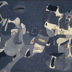 Unique Interpretation of Arshile Gorky's 1947 'Soft Night' in Abstract Expressionist Genre with Crayon, Oil, and Ink on Canvas for Private Collections and Design Projects